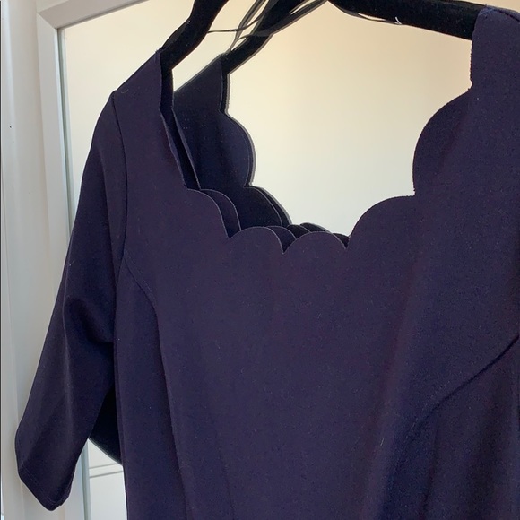Lulu’s || Navy Scalloped Fit & Flare Dress - Picture 7 of 7